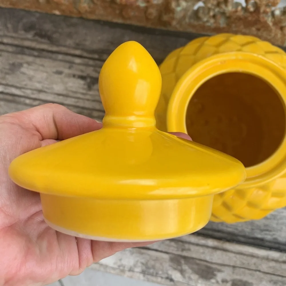 Bright Yellow Ceramic Jar with Lid - Picture 5 of 9